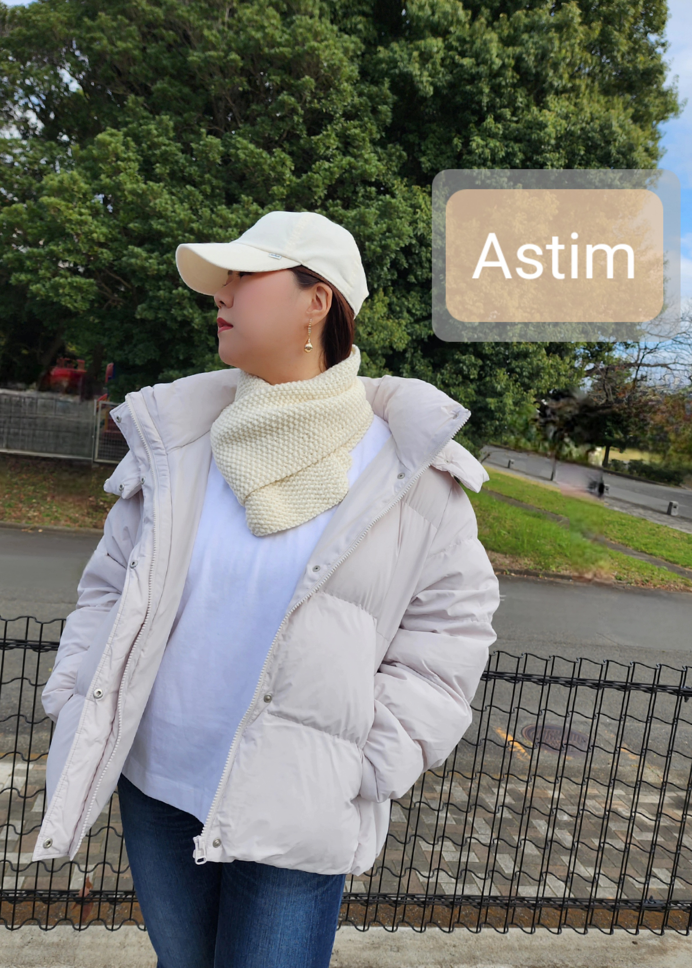 Y42M【クリスマスギフト】上品でやさしいアイボリー/鹿の子編みのロングマフラー/メリノウール100％【送料無料】