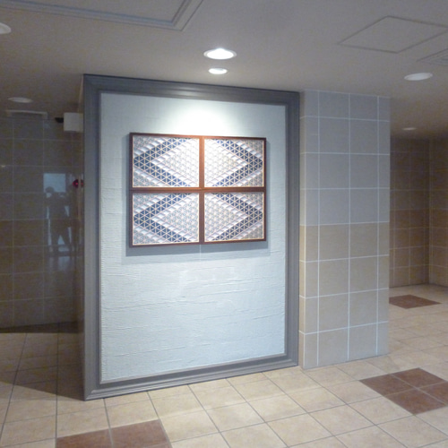 組子アートパネル 【青・流星】 和風インテリアパネル タペストリー