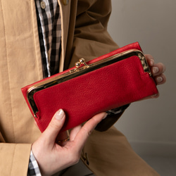 【限量特價】復古五金長款扣環錢包，植鞣牛皮，粉紅米色，HAW014 第19張的照片