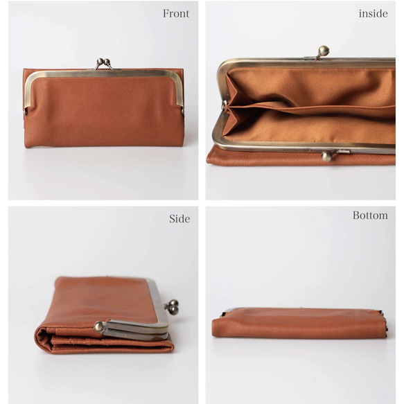 【限量特價】復古五金長款扣環錢包，植鞣牛皮，粉紅米色，HAW014 第12張的照片