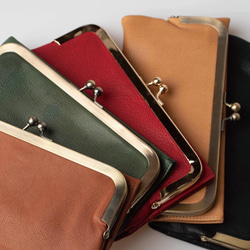 【限量特價】復古五金長款扣環錢包，植鞣牛皮，粉紅米色，HAW014 第13張的照片