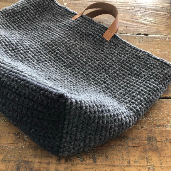 wool100/毛糸のトートバッグ/L 12枚目の画像