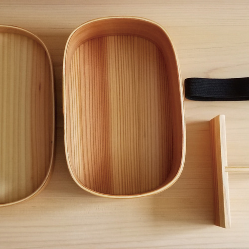 曲げわっぱ　弁当箱 くつわ型 くつわ弁当 - 大館工芸社