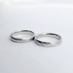 ハワイアンジュエリー ペアリング マリッジリング 結婚指輪 マリッジリング シルバー ステンレス 刻印 記念日 ギフト 1枚目の画像