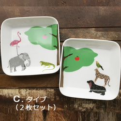 ZOO サファリの動物 スクエアボウル 2枚セット★ 3タイプ キッズ ランチ 日本製 16cm 7枚目の画像