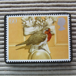 イギリス　クリスマス切手ブローチ 4506 1枚目の画像