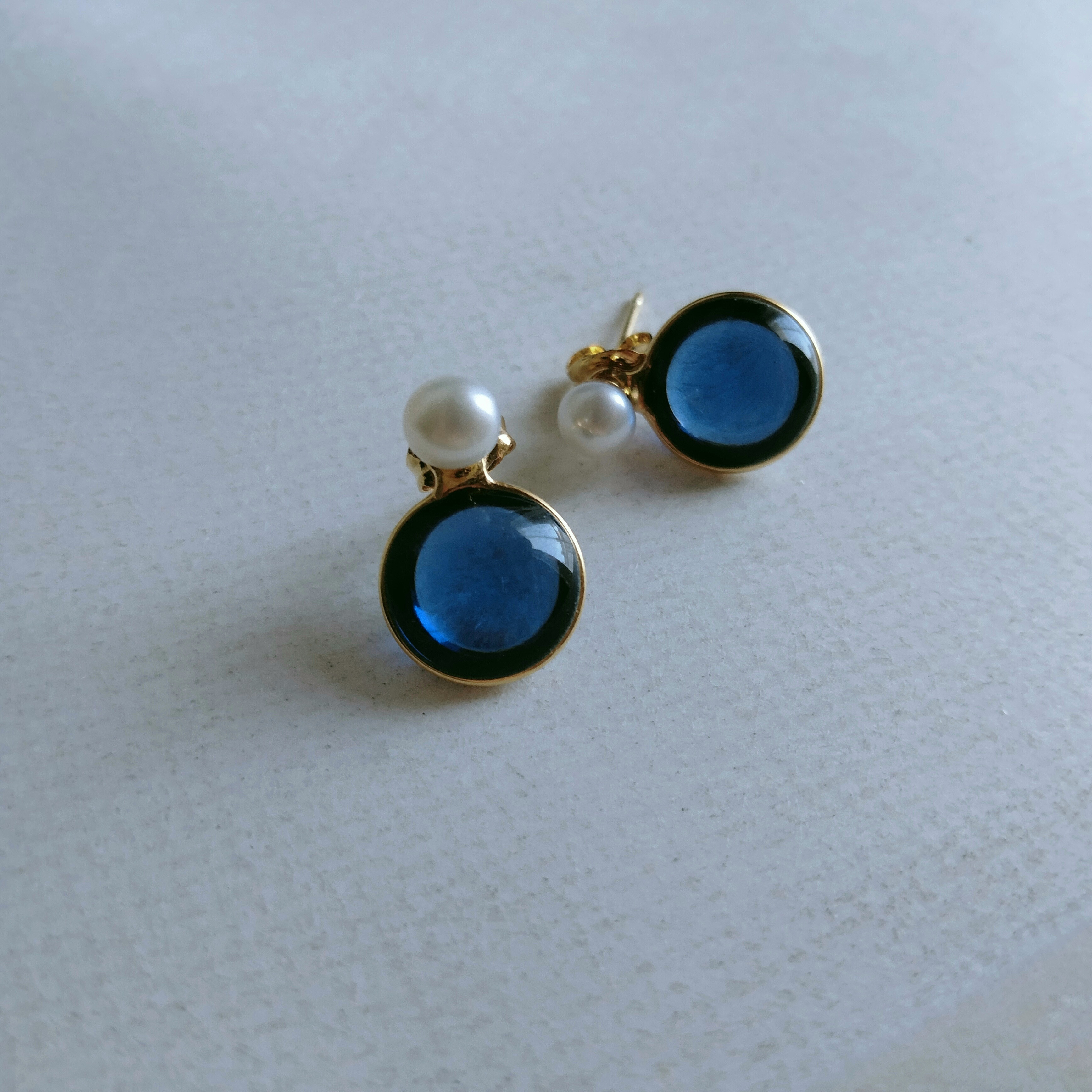 送料無料【受注制作】 2way  pearl ＋ glass - navy blue