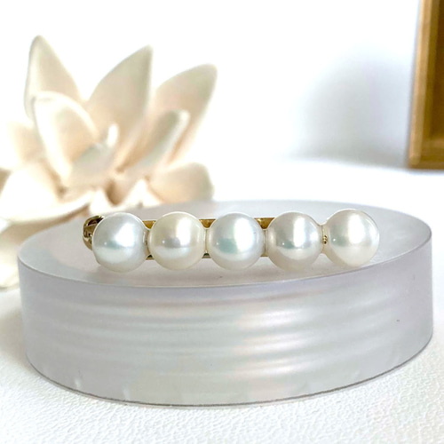 淡水バロック真珠＊ミニブローチ＊金色ストッパー付き本格金具＊真珠