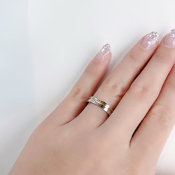 兩條重疊線配對戒指 聖誕禮物結婚戒指 配對戒指 週年紀念不銹鋼 [2 件一對的價格] 第6張的照片