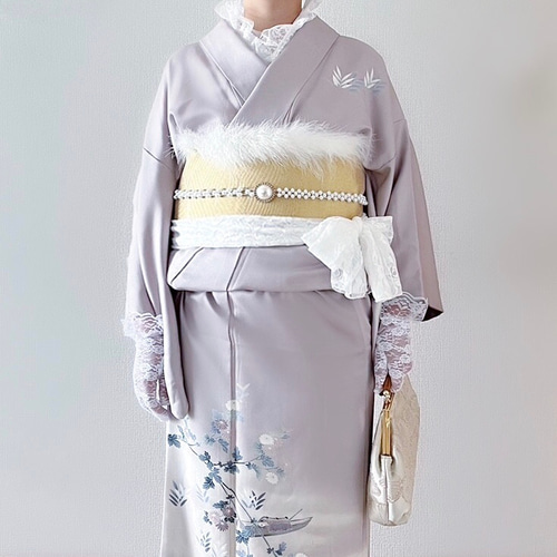 レース 帯揚げ 白 黒 花 フラワー ホワイト 成人式 振袖 袴 浴衣