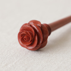 母の日ＳＡＬＥ　木彫ウッドカービング　装い かんざし　簪　 髪飾り 薔薇　Q11 3枚目の画像