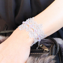 OYA Tatting lace bracelet [ROYAL] Lavender Gray 第1張的照片