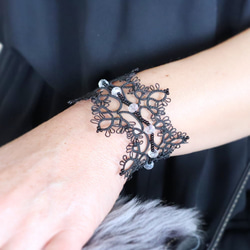 OYA Tatting lace bracelet [ROYAL] Black 第1張的照片