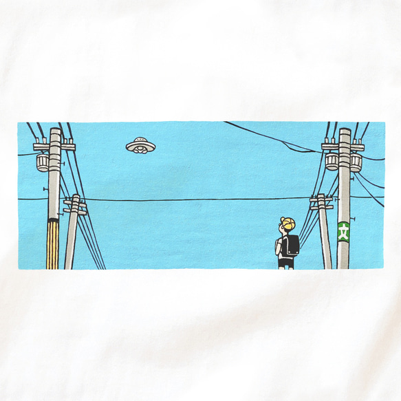 半袖 Tシャツ 『通学路とUFO』 メンズ レディース 宇宙 1枚目の画像
