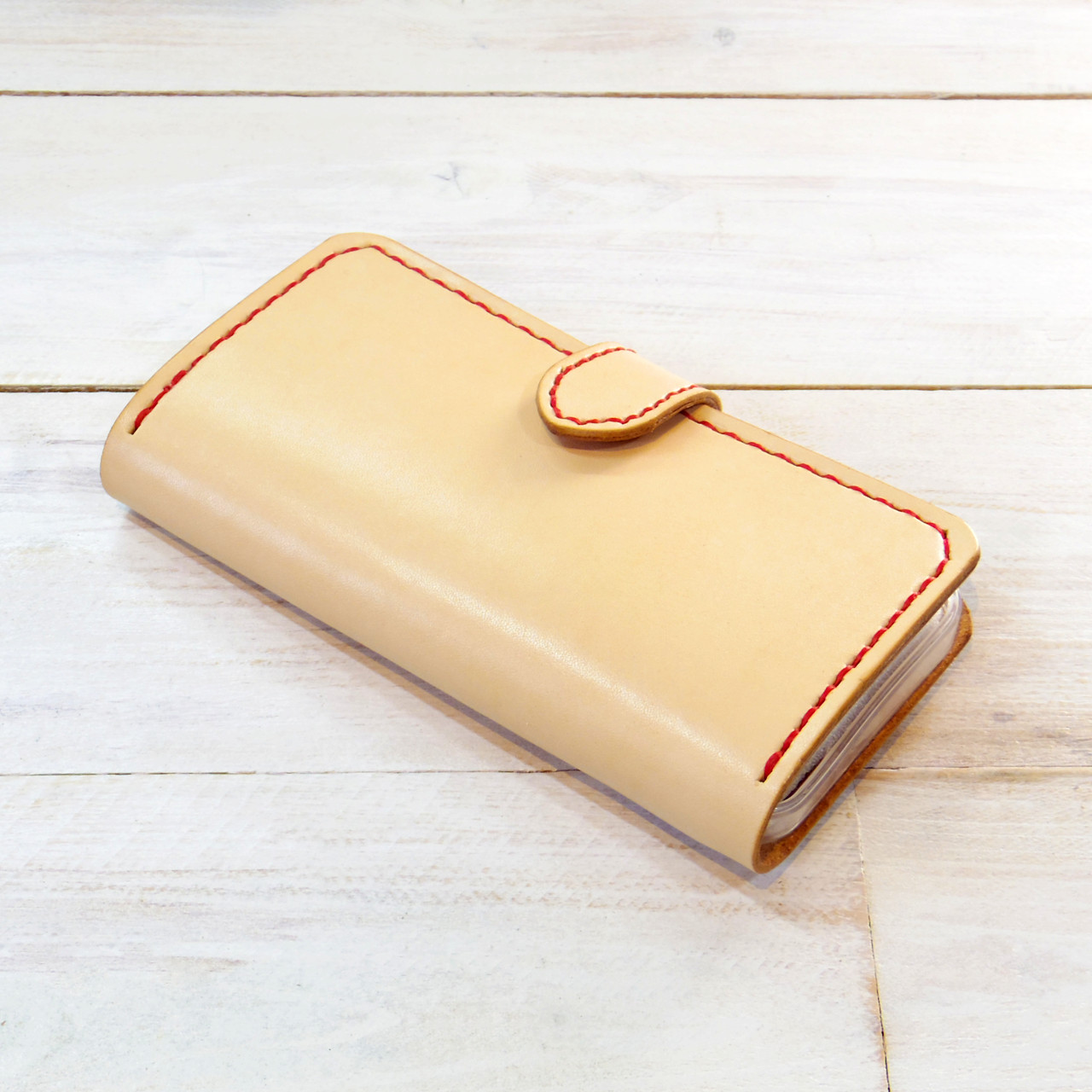 マグネット留め牛革レザーケース iPhone,Android スマホケース 手帳型 多機種制作 エクリュ 生成り色