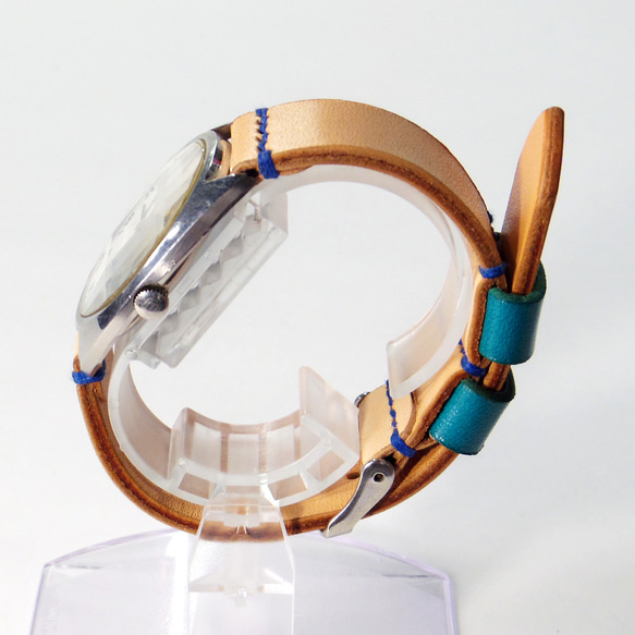 腕時計ベルト 腕時計バンド 牛革レザー 16mm〜20mmのラグ幅で制作 エクリュ 生成り色 4枚目の画像