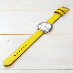 腕時計ベルト 腕時計バンド 牛革レザー 16mm〜20mmのラグ幅で制作 イエロー 黄色 9枚目の画像