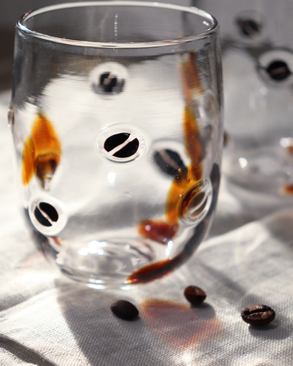 ナチュリラ掲載「コロンとしたコーヒー豆グラス」カフェタイム 可愛い贈り物 ベイクドカラー ナチュラル  coffee 3枚目の画像