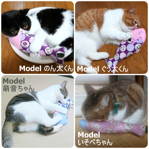 招き猫と桜りぼん＊またたび入おさかなキッカー 4枚目の画像