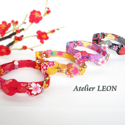 お着物風＊和風猫ちゃん首輪 リード・首輪 Atelier LEON 通販 6679307