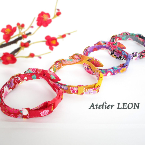 夏浴衣風(赤)わんちゃん猫ちゃん用襟つき首輪 夏浴衣風(赤)わんちゃん猫ちゃん用襟つき首輪