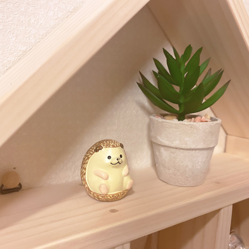 三角屋根の飾り棚《指輪、多肉、時計》桧 壁掛けラック・ウォール