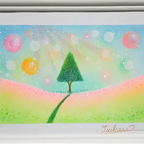 パステルアート 朝の光と希望の木 パステル画原画 絵画 T's Arts