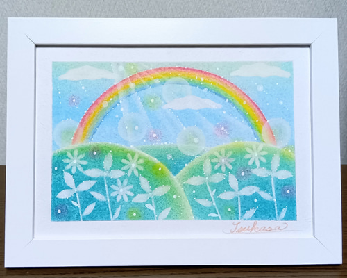 パステルアート 陽ざしそそぐ虹の丘 パステル画原画 絵画 T's Arts