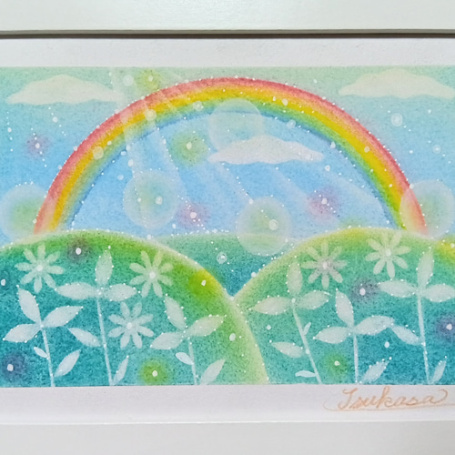パステルアート 陽ざしそそぐ虹の丘 パステル画原画 絵画 T's Arts