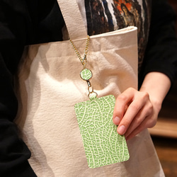 メロンなリール付き定期入れ（夕張メロン／クラウンメロン）｜牛革製 6枚目の画像