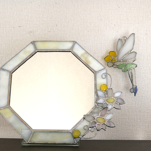 ✴︎:.｡マーガレットの八角形鏡♪ （20size/Max24） ステンドグラス