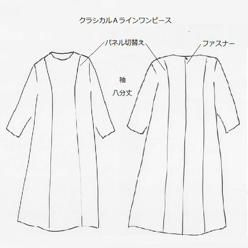 着物リメイクオーダー】クラシカルAラインワンピース（裏地あり