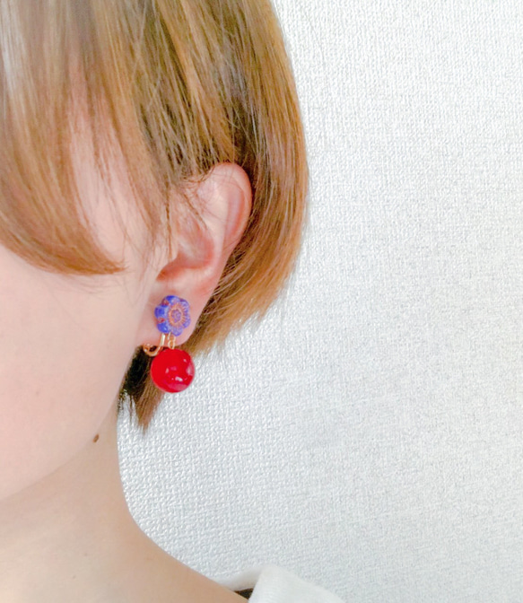 EARRING:「Nemophila」 Retro Flower 3枚目の画像