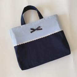 入園入学準備 くま柄キルティング 通園バック レッスンバック チェック