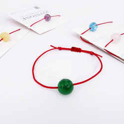 Lucky Red Cord Birthstone Leather Bracelet Monthly Options 1枚目の画像