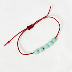 Amazonite March Red Leather Bracelet 5 Gems 4枚目の画像