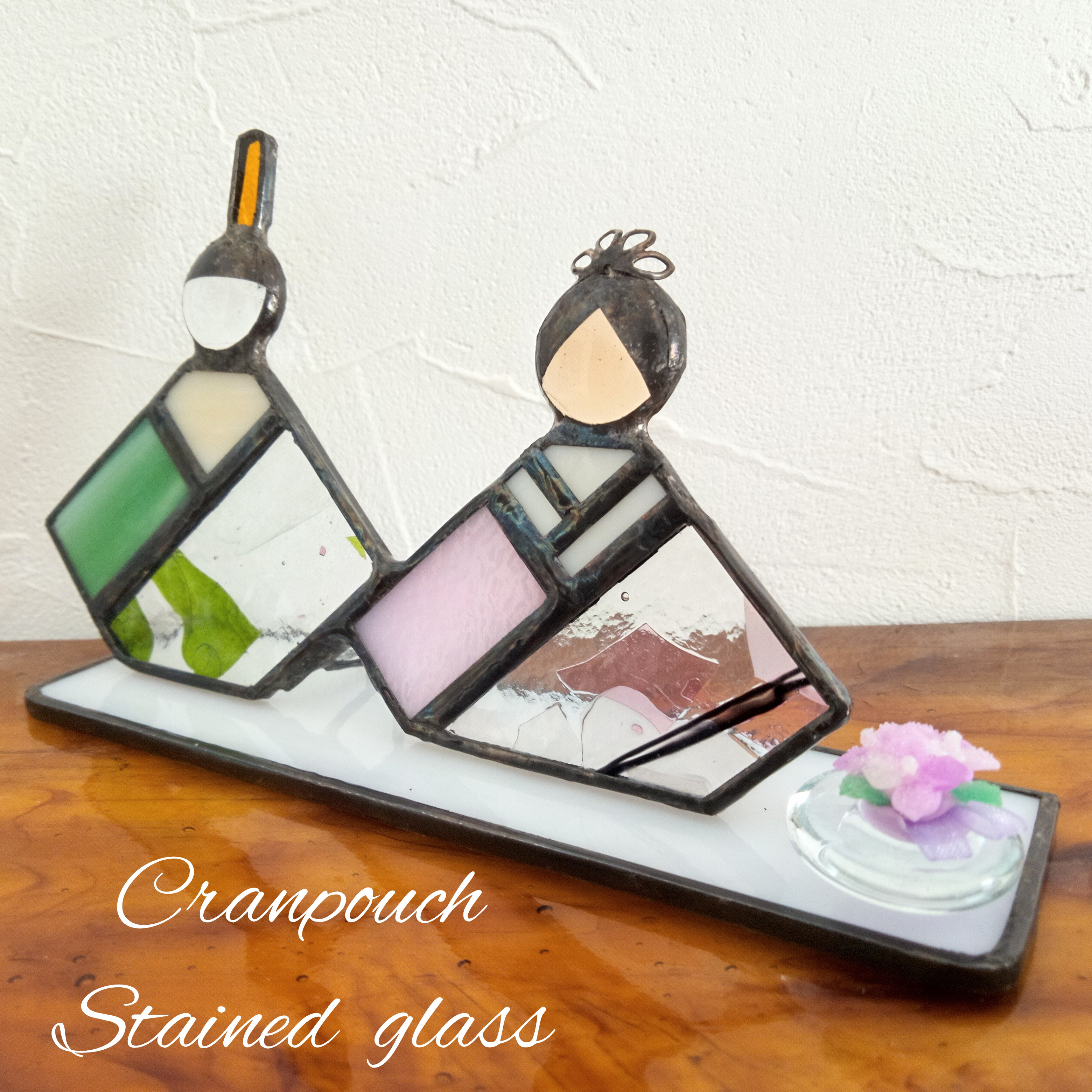 お雛様 C16 お花付【ステンドグラス】ガラス 桃の節句 おひなさま 雛祭り飾り ひな飾り 桜色