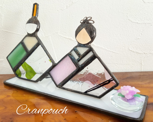 お雛様 C16 お花付【ステンドグラス】ガラス 桃の節句 おひなさま 雛