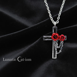MALICE MIZER 薔薇の聖典　ネックレストップ 赤薔薇と十字架のゴシックネックレス ネックレス・ペンダント