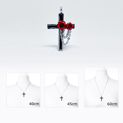赤薔薇と十字架のゴシックネックレス 3枚目の画像