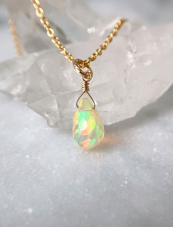 現品】14kgf✳︎プレシャスオパールのドロップカットネックレス 