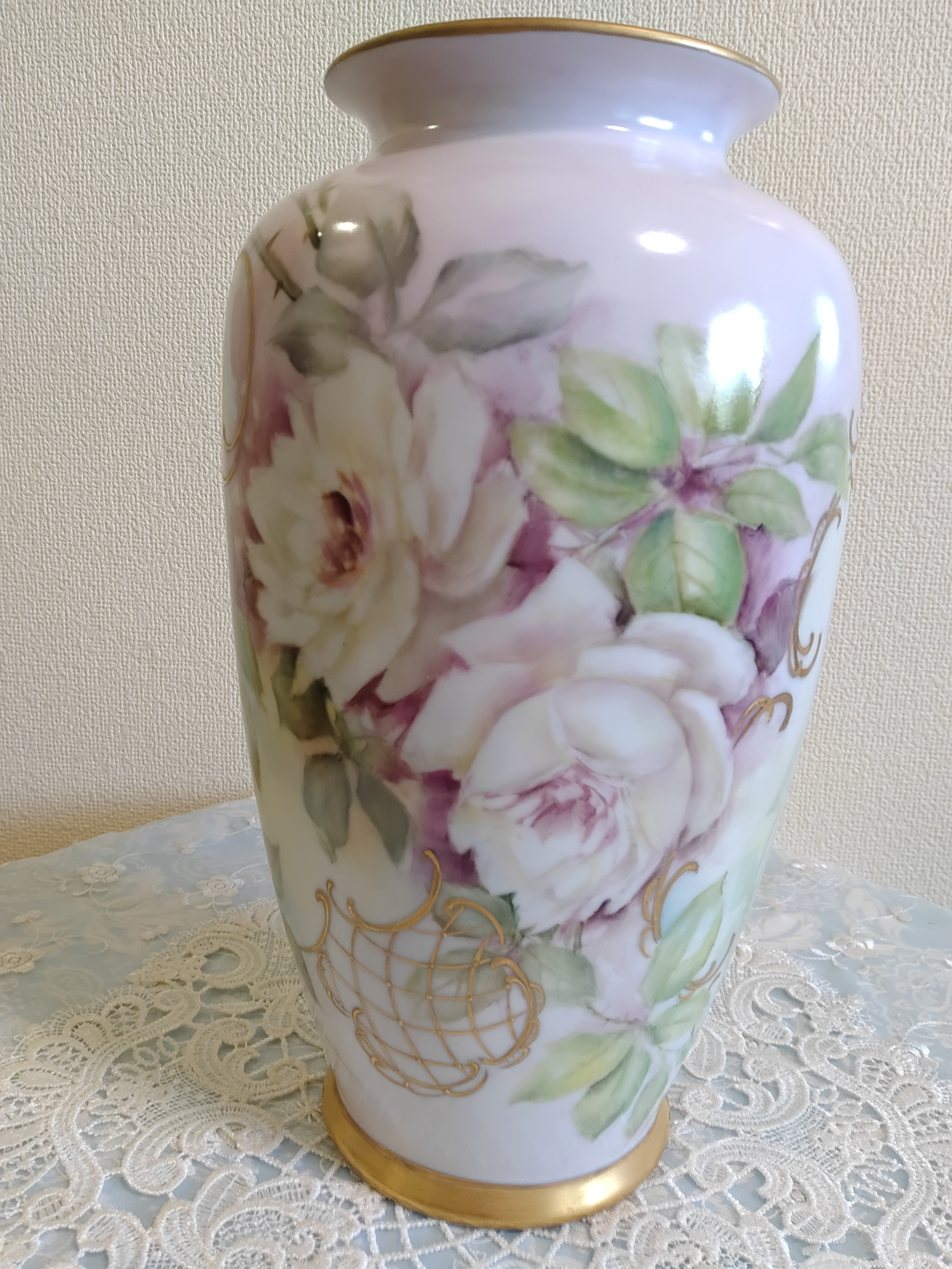 手描き上絵付♡薔薇の花瓶（高さ29㎝）