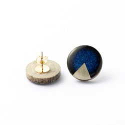陶器 Gekka 耳環和耳環 靛藍 傳統工藝品 Minoyaki 第3張的照片