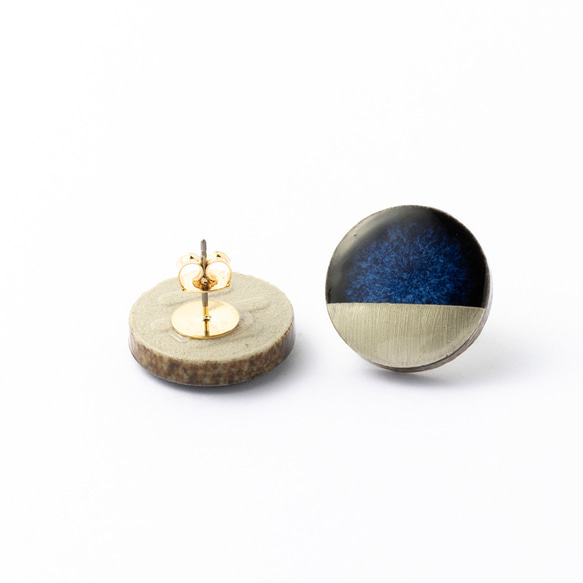 陶器 Yumiharitsuki Earrings &amp; Earrings Indigo 傳統工藝 美濃燒 第3張的照片