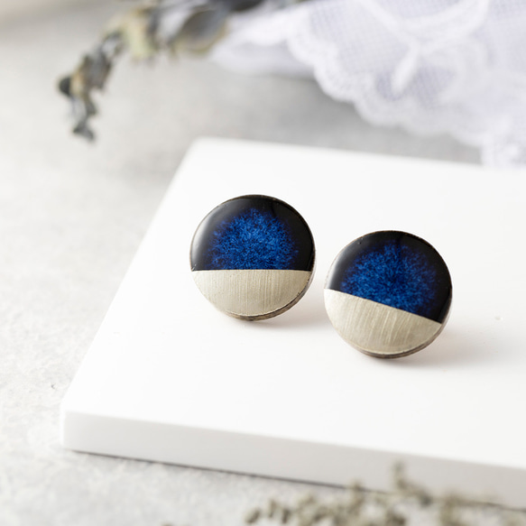 陶器 Yumiharitsuki Earrings &amp; Earrings Indigo 傳統工藝 美濃燒 第1張的照片