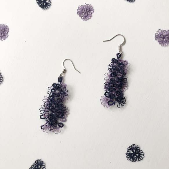 選べるお色＊タティングレース しずくピアス　イヤリング　　ノンホールピアス 10枚目の画像