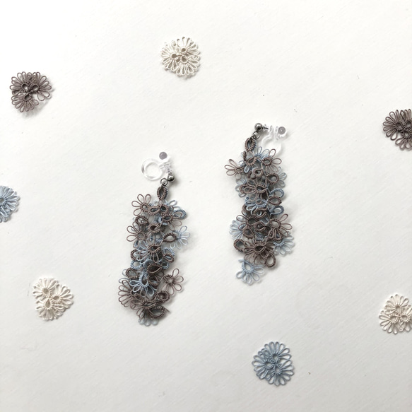 選べるお色＊タティングレース しずくピアス　イヤリング　　ノンホールピアス 11枚目の画像