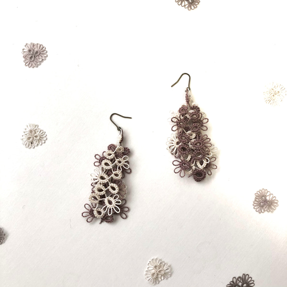 選べるお色＊タティングレース しずくピアス　イヤリング　　ノンホールピアス 13枚目の画像