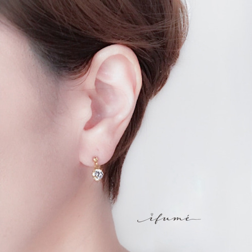 つけっぱなしOK！揺れる大きめジルコニアピアスorイヤリング 金属