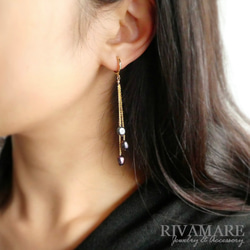 Chevrefeuille」淡水ブラックパールイヤリング 黒真珠 バロックパール